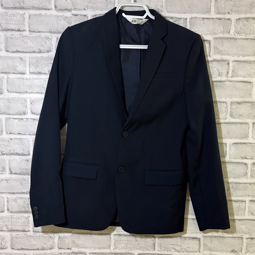 H&M boys Dark Navy Single-Breasted Blazer, size 13-14